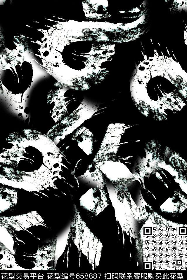 男装抽象水墨数码印花华亿平台下载（图片编号: 658887） - 瓦栏（Walan）