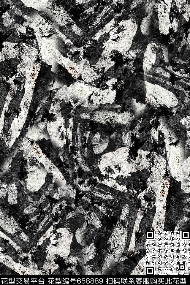 男装抽象水墨数码印花华亿平台下载（图片编号: 658889） - 瓦栏（Walan）