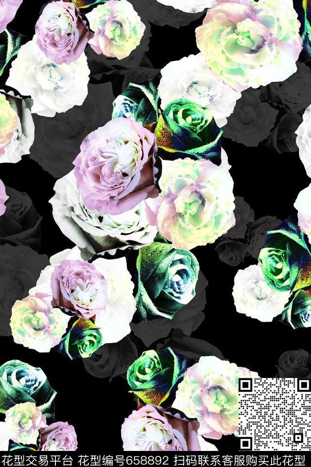 女装花卉时尚数码印花华亿平台下载（图片编号: 658892） - 瓦栏（Walan）