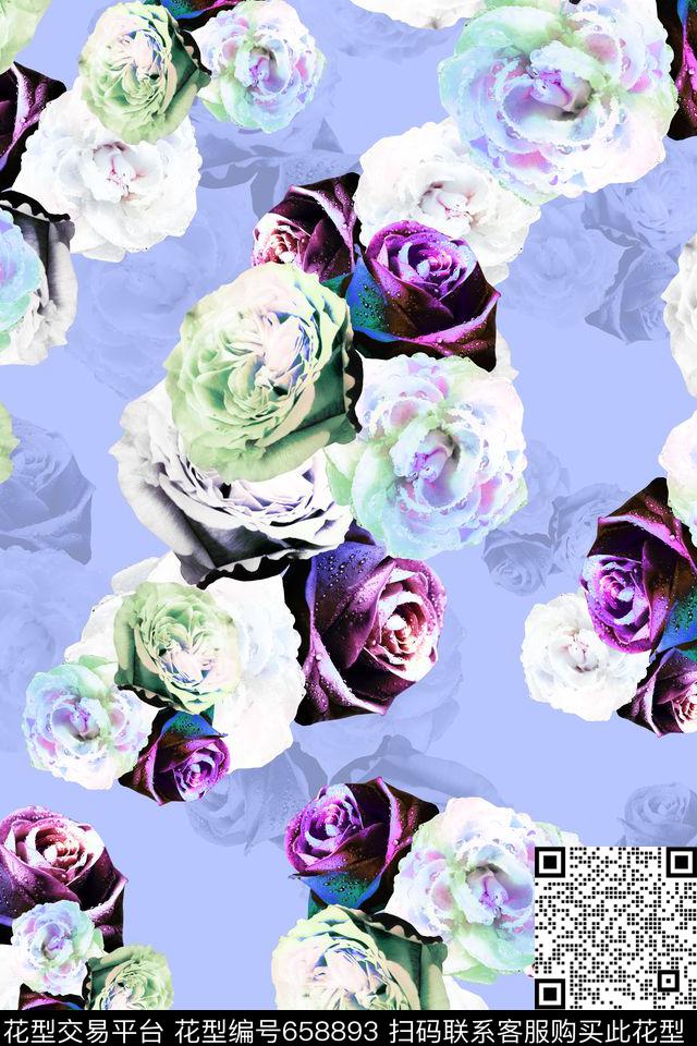女装花卉时尚数码印花华亿平台下载（图片编号: 658893） - 瓦栏（Walan）