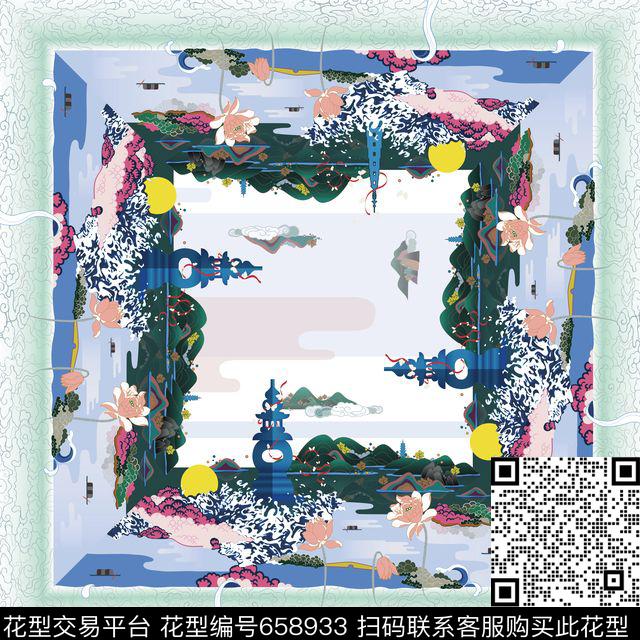 丝巾杭州西湖传统印花华亿平台下载（图片编号: 658933） - 瓦栏（Walan）