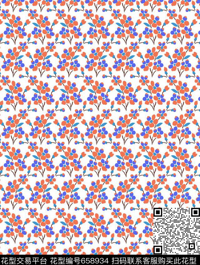 乱花花朵花卉传统印花华亿平台下载（图片编号: 658934） - 瓦栏（Walan）