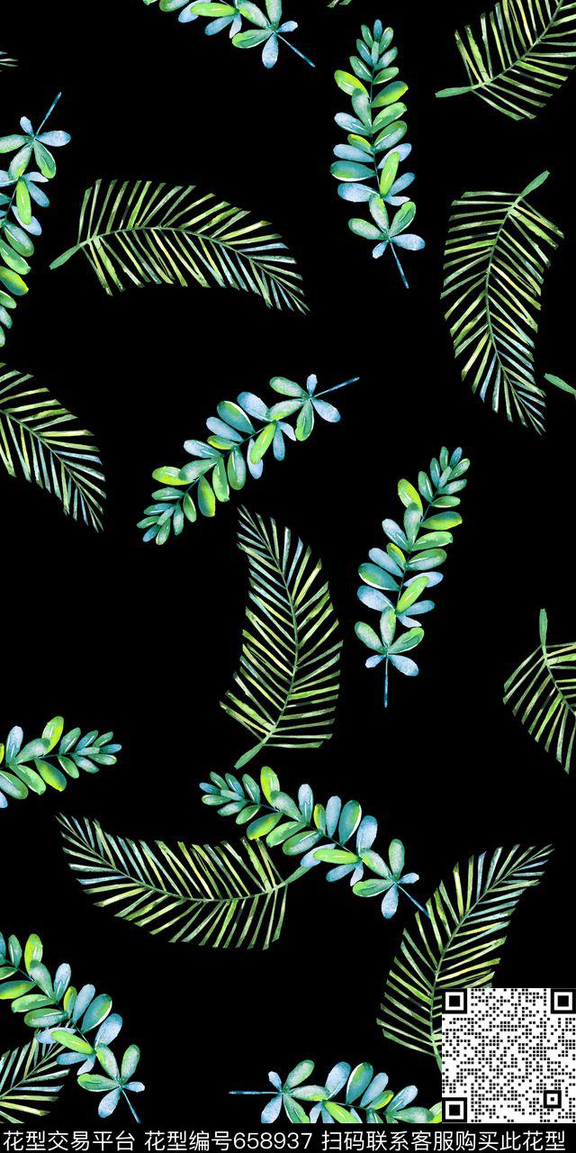 大气黑底时尚数码印花华亿平台下载（图片编号: 658937） - 瓦栏（Walan）