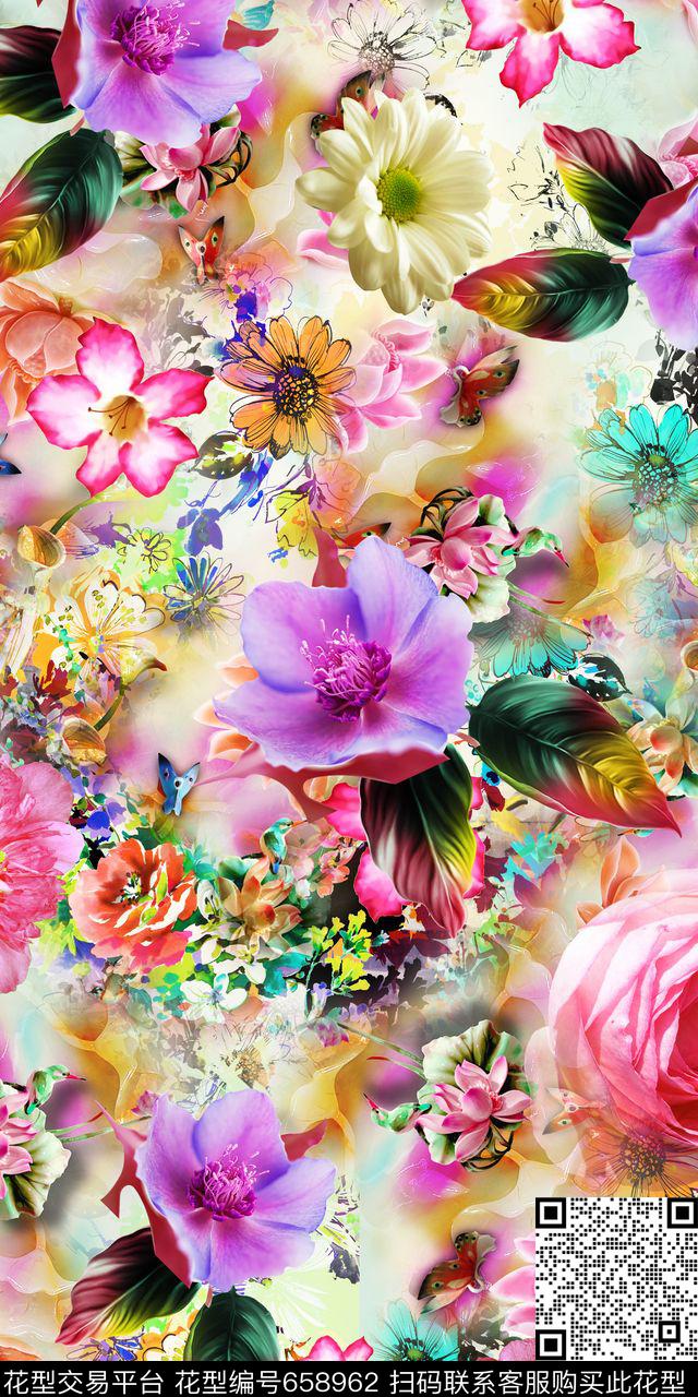 数码绚丽云纹数码印花华亿平台下载（图片编号: 658962） - 瓦栏（Walan）