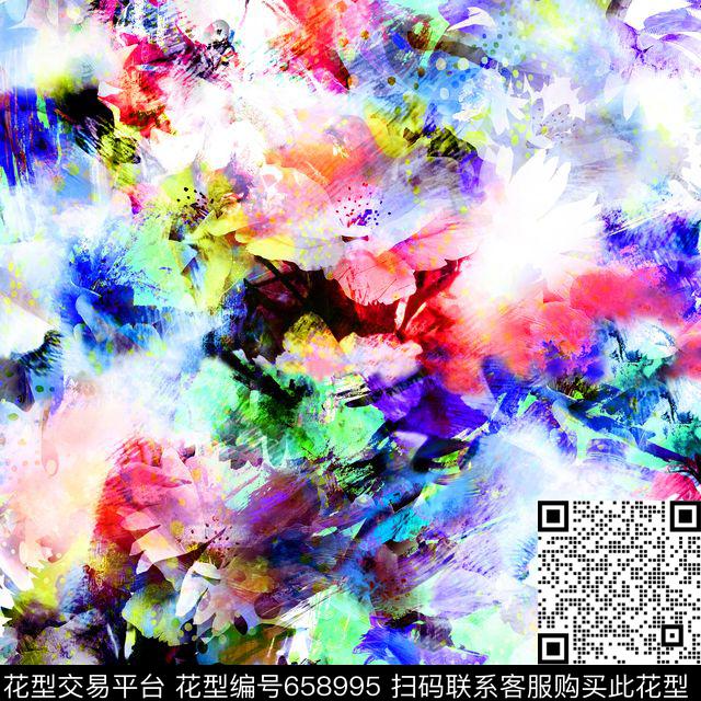 炫彩抽象肌理数码印花华亿平台下载（图片编号: 658995） - 瓦栏（Walan）