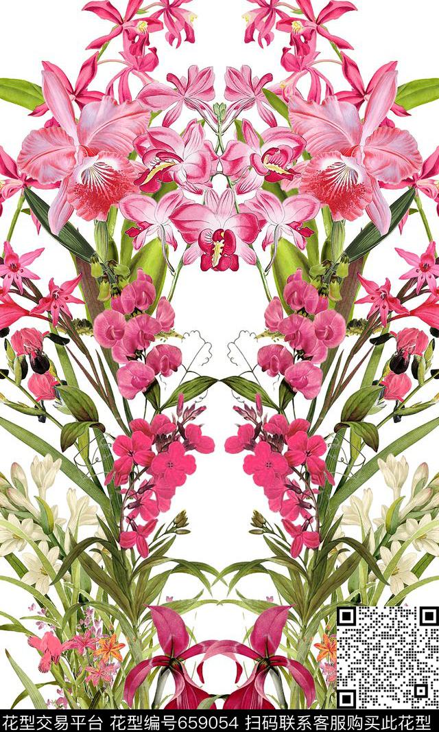 水仙花百合兰花数码印花华亿平台下载（图片编号: 659054） - 瓦栏（Walan）