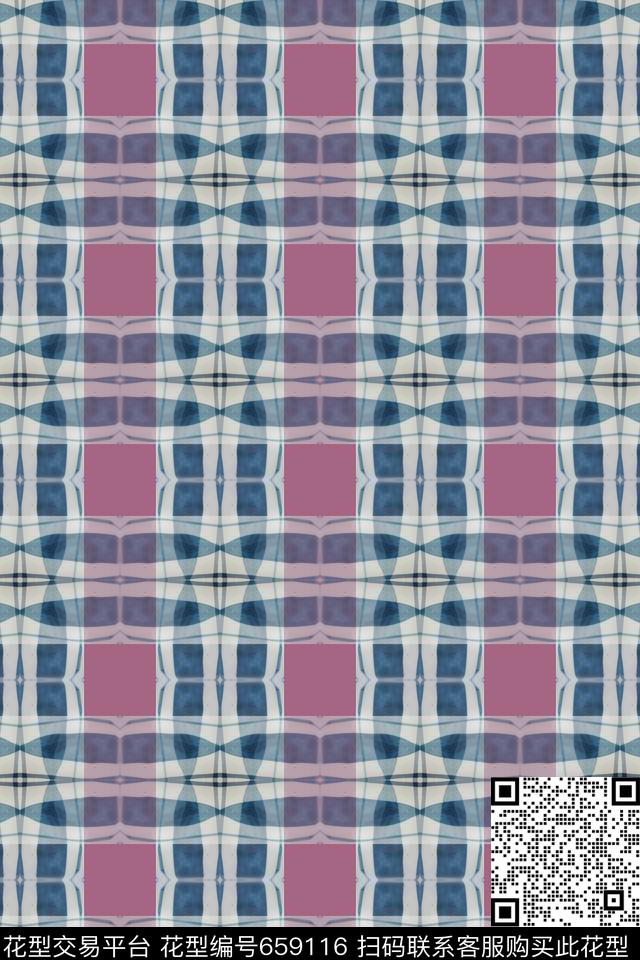 休闲时尚时尚男士格子图案数码印花华亿平台下载（图片编号: 659116） - 瓦栏（Walan）