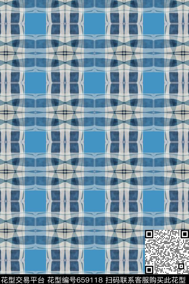 休闲时尚时尚男士格子图案数码印花华亿平台下载（图片编号: 659118） - 瓦栏（Walan）