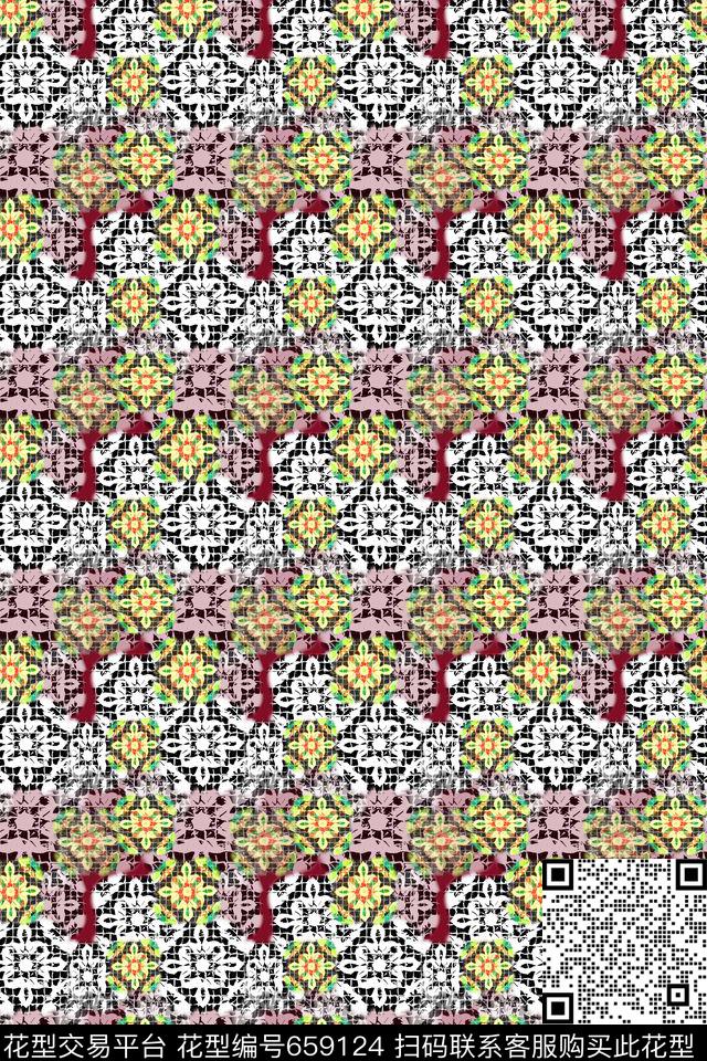 民族风图案蕾丝底纹时尚男士数码印花华亿平台下载（图片编号: 659124） - 瓦栏（Walan）