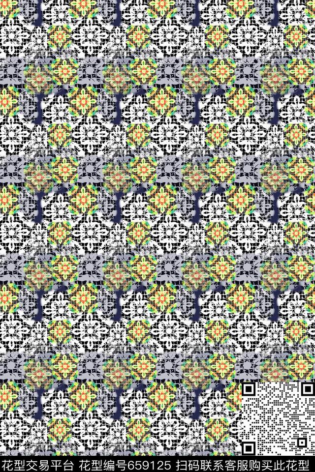 民族风图案蕾丝底纹时尚男士数码印花华亿平台下载（图片编号: 659125） - 瓦栏（Walan）