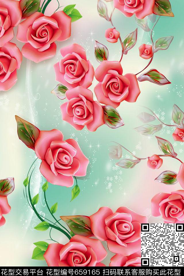 花朵花卉数码印花华亿平台下载（图片编号: 659165） - 瓦栏（Walan）