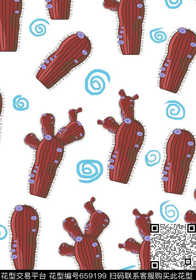 时尚简约仙人掌简约传统印花华亿平台下载（图片编号: 659199） - 瓦栏（Walan）