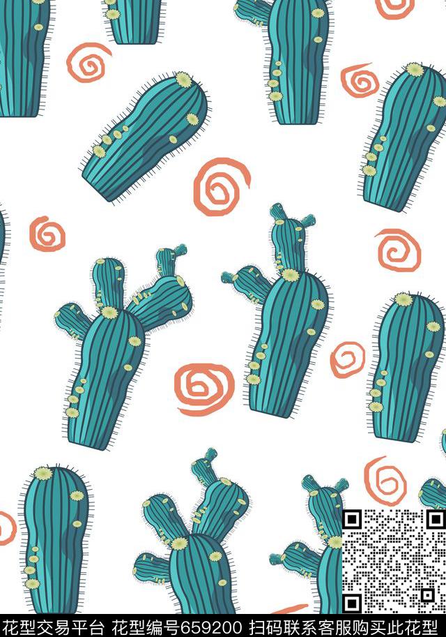 时尚简约仙人掌简约传统印花华亿平台下载（图片编号: 659200） - 瓦栏（Walan）