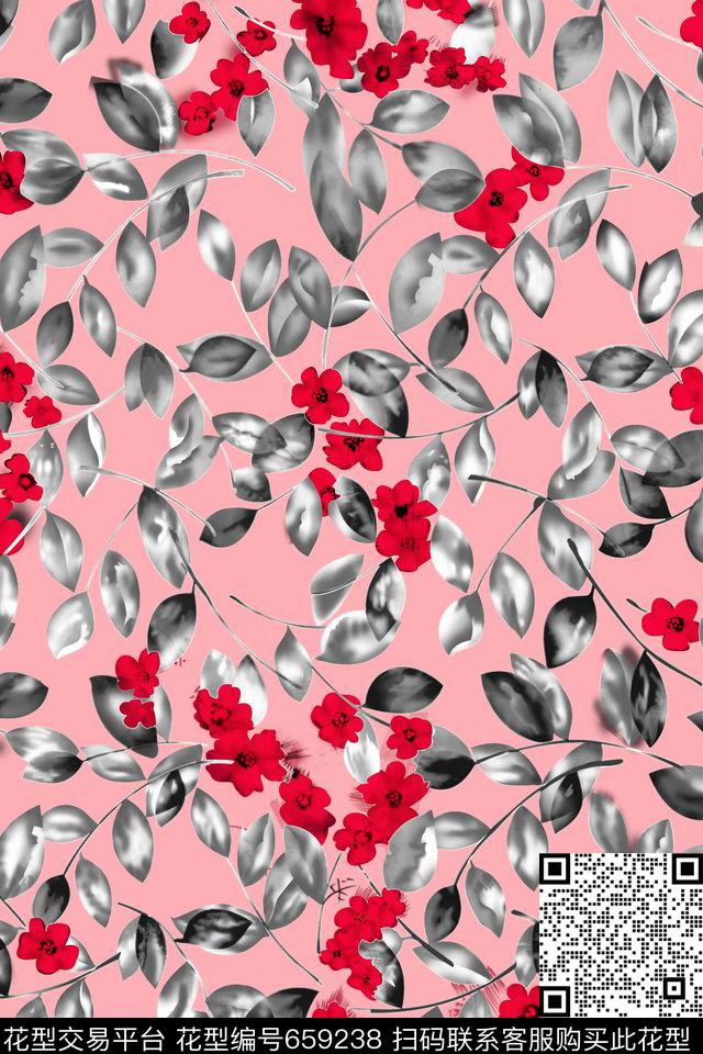 花鸟大花小碎花传统印花华亿平台下载（图片编号: 659238） - 瓦栏（Walan）