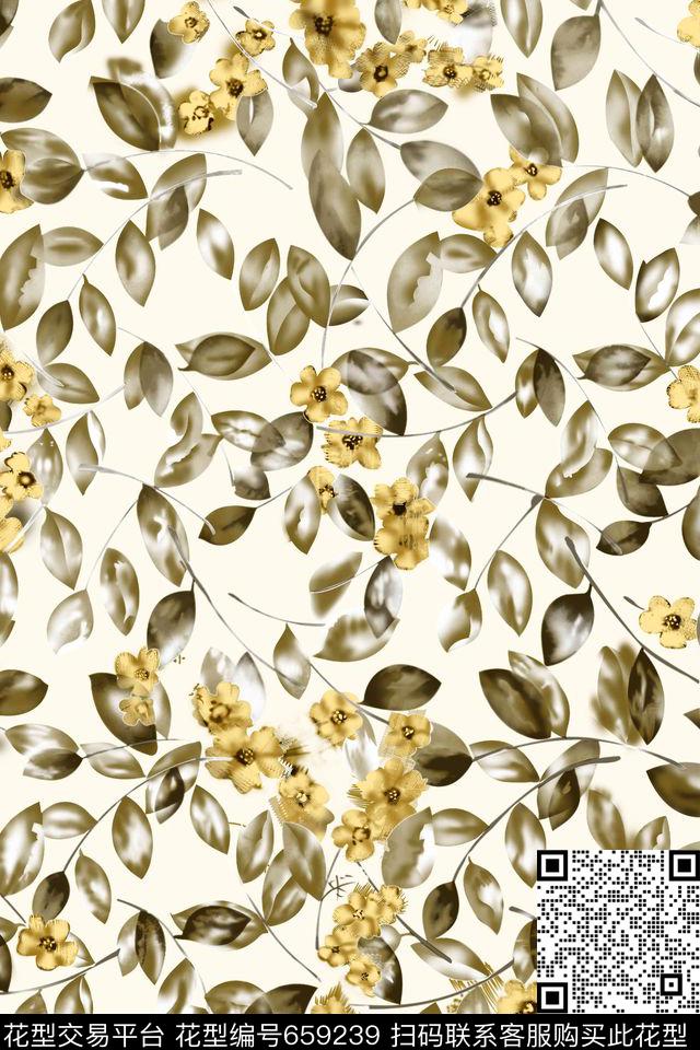 花鸟大花小碎花传统印花华亿平台下载（图片编号: 659239） - 瓦栏（Walan）