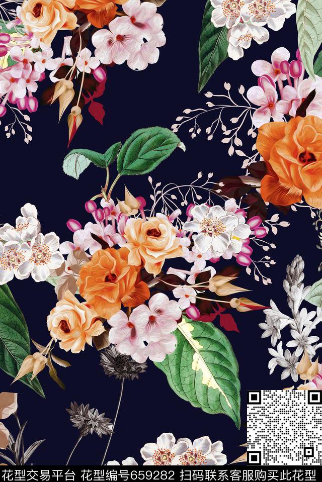 波西米亚手绘热带数码印花华亿平台下载（图片编号: 659282） - 瓦栏（Walan）