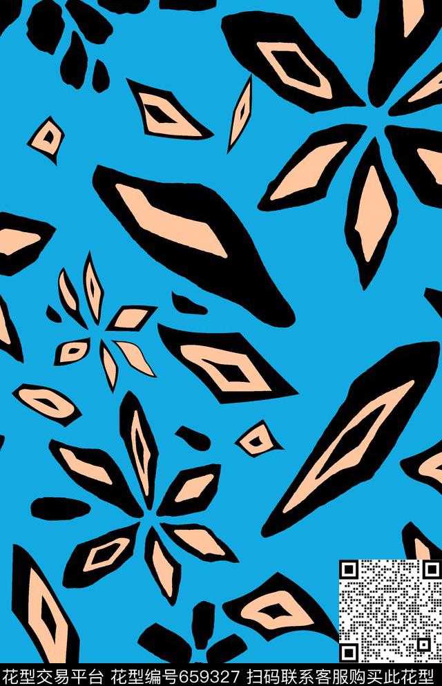 几何花卉色块传统印花华亿平台下载（图片编号: 659327） - 瓦栏（Walan）