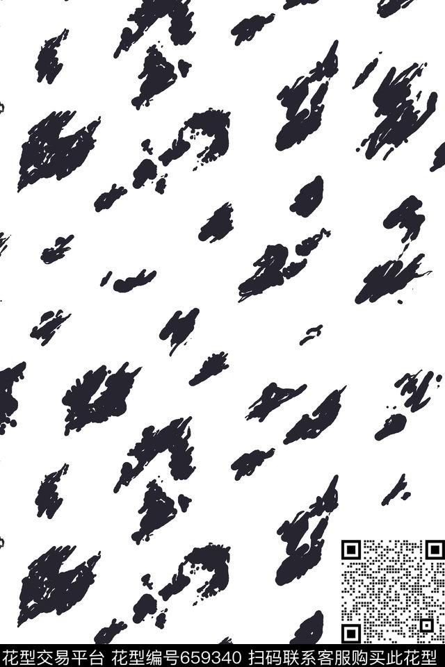 黑白抽象机理大牌传统印花华亿平台下载（图片编号: 659340） - 瓦栏（Walan）