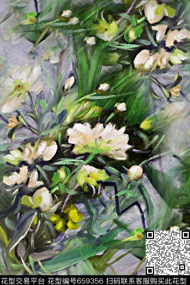 时尚花朵油画花卉数码印花华亿平台下载（图片编号: 659356） - 瓦栏（Walan）