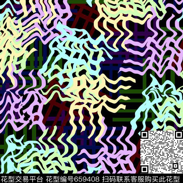 女装华亿平台抽象色彩数码印花华亿平台下载（图片编号: 659408） - 瓦栏（Walan）