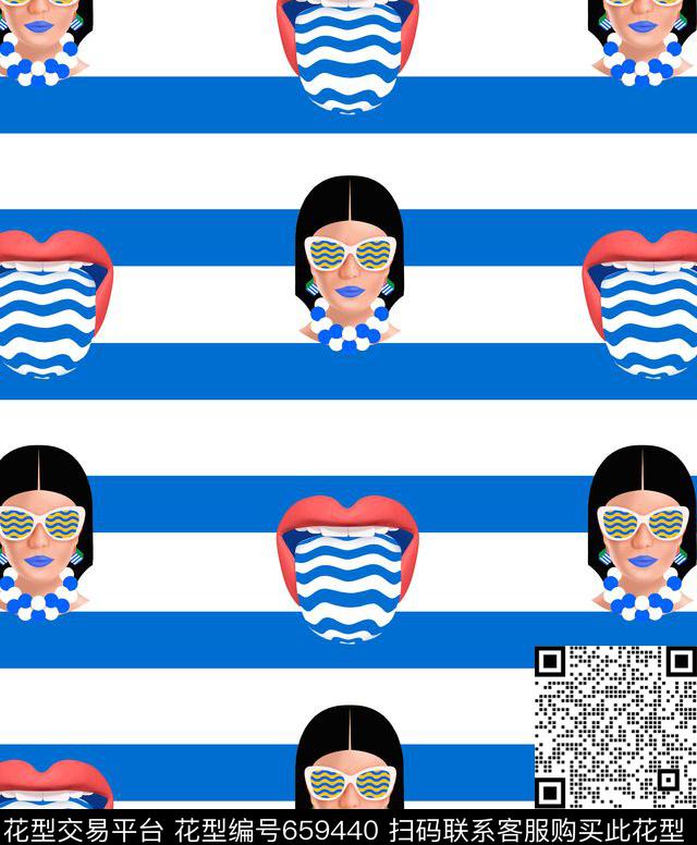 波浪条纹头像横条数码印花华亿平台下载（图片编号: 659440） - 瓦栏（Walan）