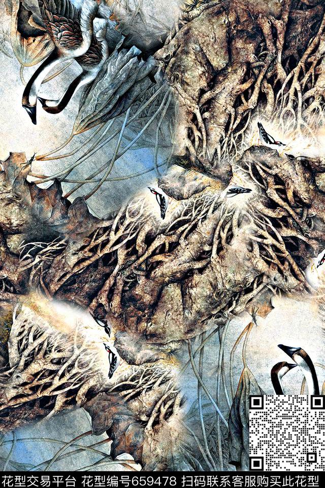 时尚潮流女装裙子旗袍印花手绘水墨画田园复古风格印花时尚大牌男装外套夹克印花数码印花华亿平台下载（图片编号: 659478） - 瓦栏（Walan）