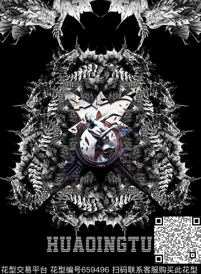 欧美风格品牌男装龙。和尚数码印花华亿平台下载（图片编号: 659496） - 瓦栏（Walan）