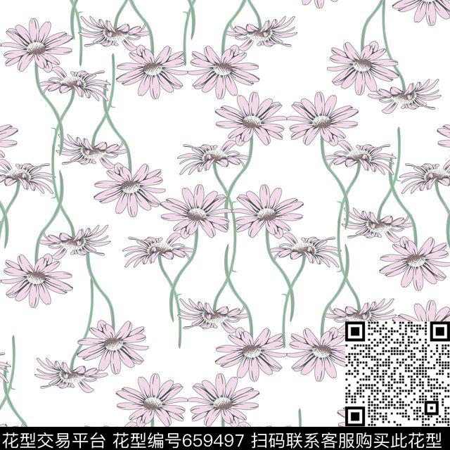 小清新满地套色传统印花华亿平台下载（图片编号: 659497） - 瓦栏（Walan）