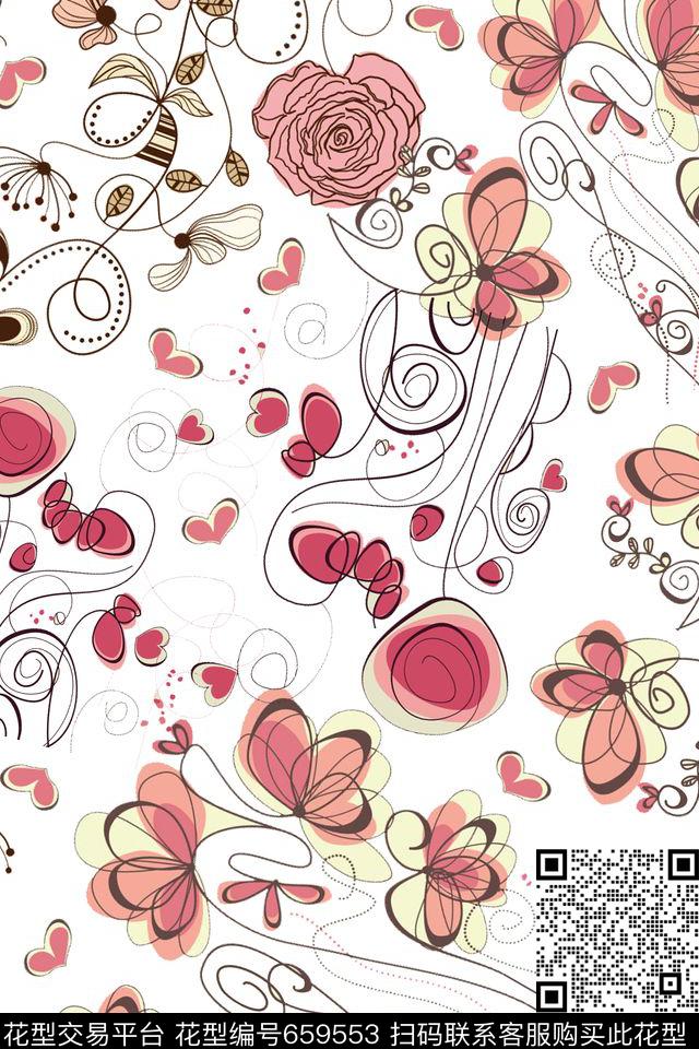 花瓣花朵花卉传统印花华亿平台下载（图片编号: 659553） - 瓦栏（Walan）