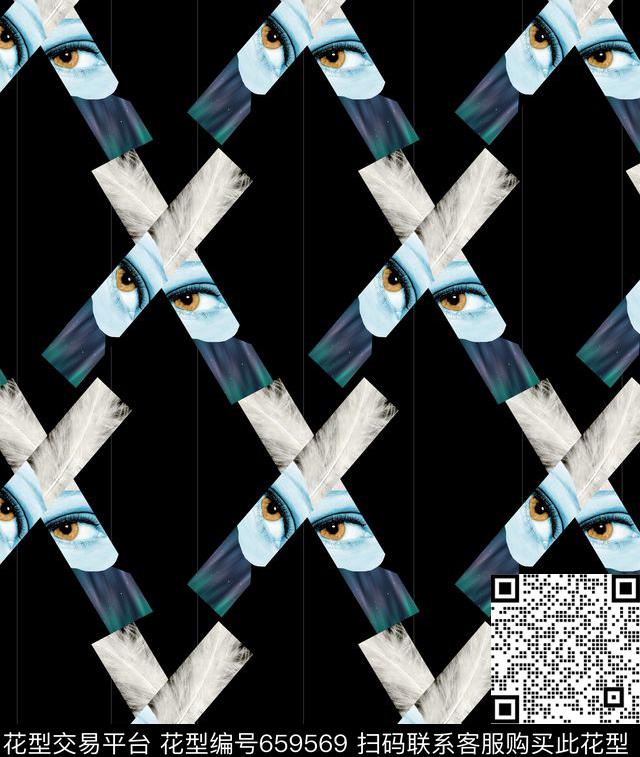 几何眼睛抽象数码印花华亿平台下载（图片编号: 659569） - 瓦栏（Walan）
