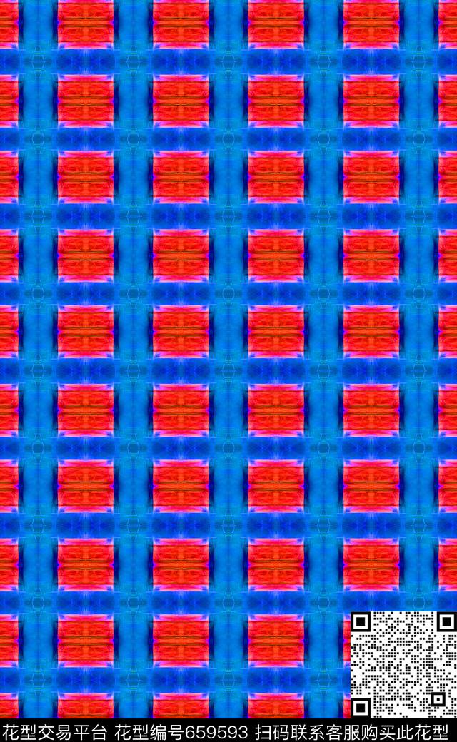 夏日风光女士泳装格子图案数码印花华亿平台下载（图片编号: 659593） - 瓦栏（Walan）