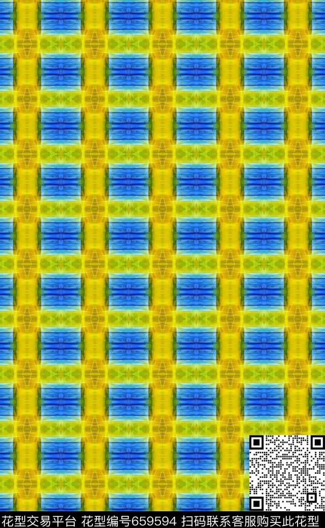 夏日风光女士泳装格子图案数码印花华亿平台下载（图片编号: 659594） - 瓦栏（Walan）