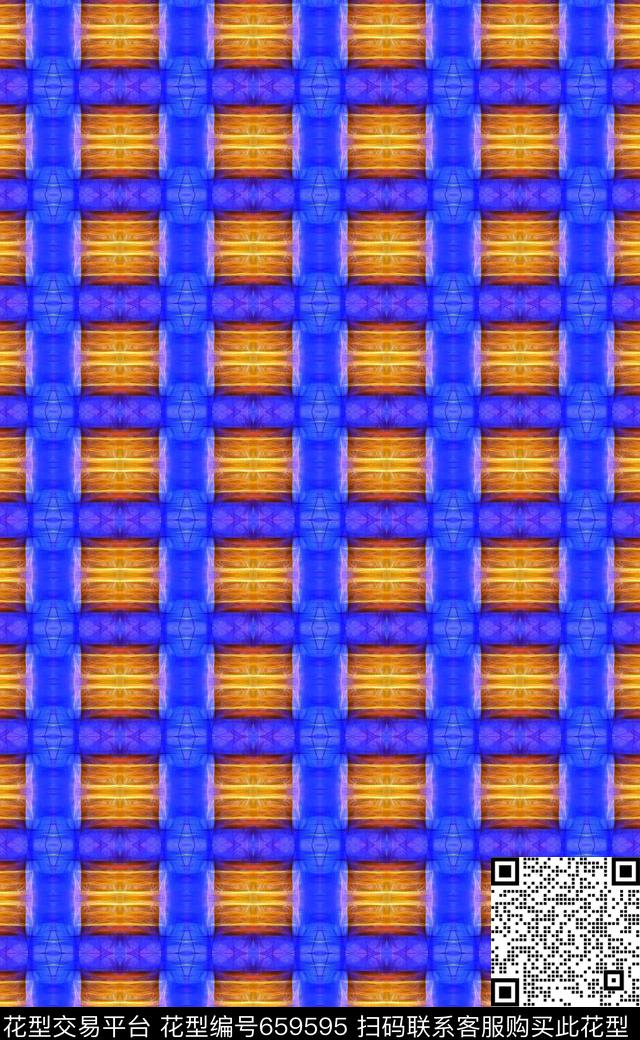 夏日风光女士泳装格子图案数码印花华亿平台下载（图片编号: 659595） - 瓦栏（Walan）