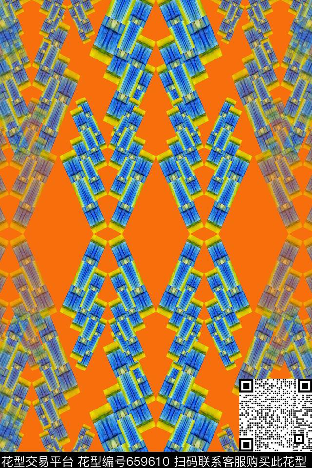 不规则几何菱形几何图案数码印花华亿平台下载（图片编号: 659610） - 瓦栏（Walan）