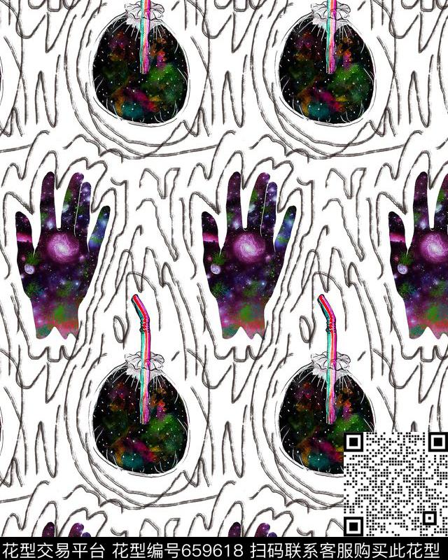 手绘星空宇宙数码印花华亿平台下载（图片编号: 659618） - 瓦栏（Walan）