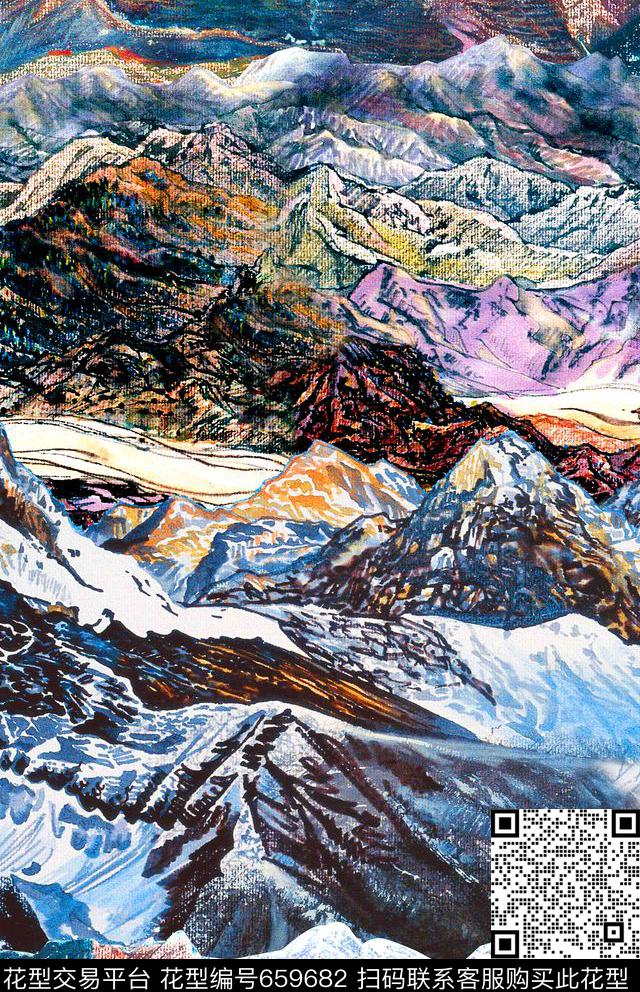 油画国画山川数码印花华亿平台下载（图片编号: 659682） - 瓦栏（Walan）