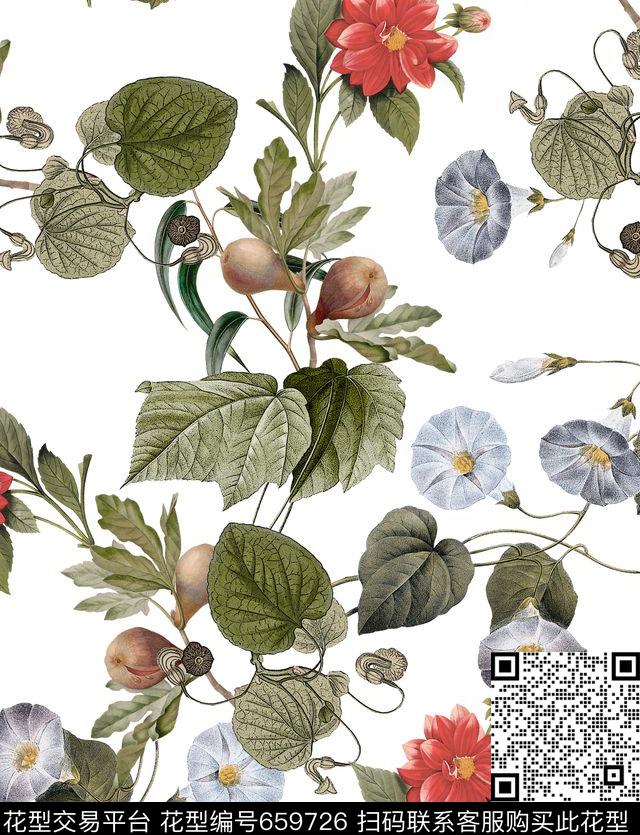 玫瑰牡丹大花数码印花华亿平台下载（图片编号: 659726） - 瓦栏（Walan）