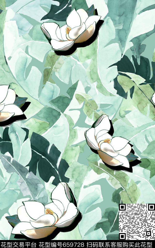玫瑰牡丹大花数码印花华亿平台下载（图片编号: 659728） - 瓦栏（Walan）