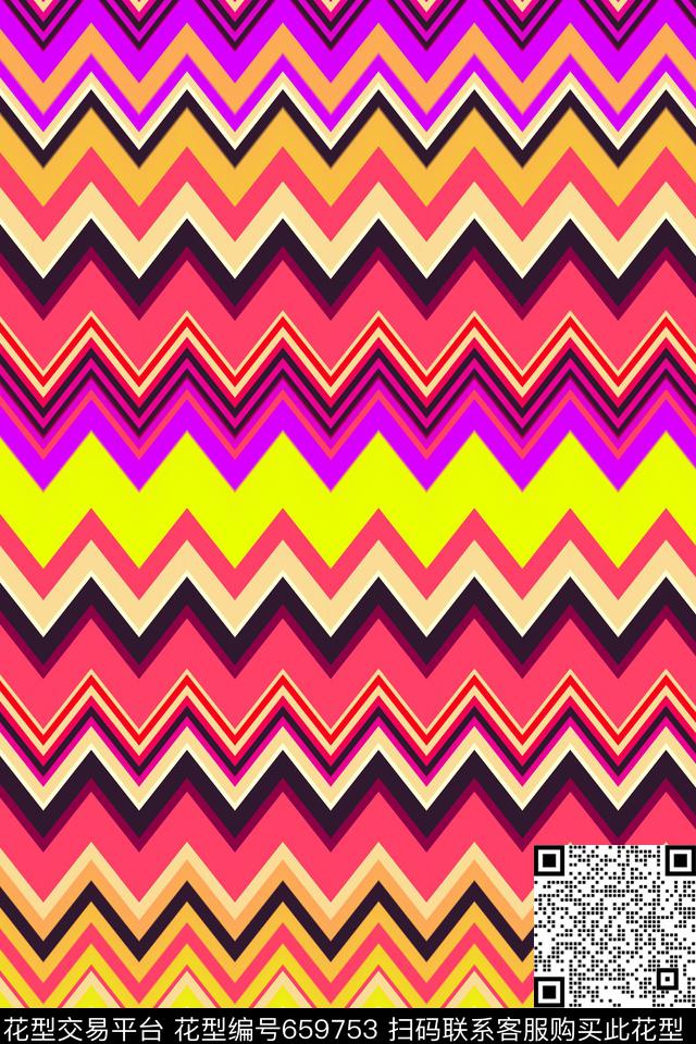 几何三角形波纹传统印花华亿平台下载（图片编号: 659753） - 瓦栏（Walan）