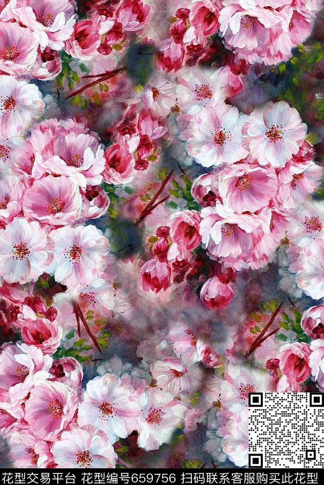 时尚潮流女装裙子外套花卉数码印花抽象纹理油画窗帘玫瑰花花朵印花包包雪纺真丝沙发布布料印花数码印花华亿平台下载（图片编号: 659756） - 瓦栏（Walan）