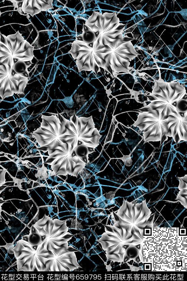 花卉水彩肌理纹数码印花华亿平台下载（图片编号: 659795） - 瓦栏（Walan）