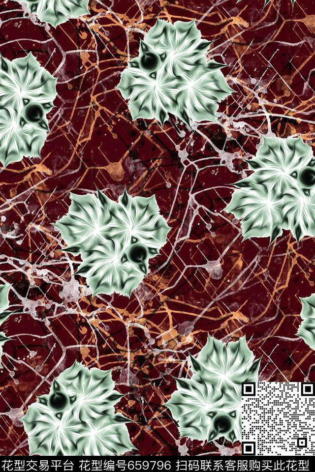 花卉水彩肌理纹数码印花华亿平台下载（图片编号: 659796） - 瓦栏（Walan）
