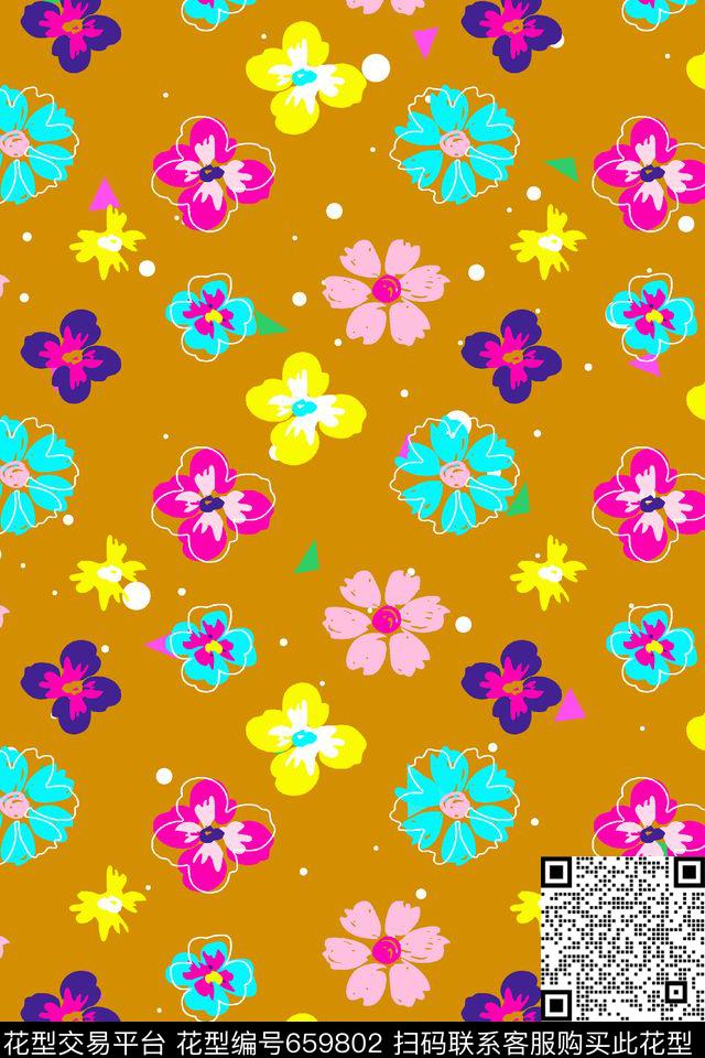 波点圆点花朵花纹卡通传统印花华亿平台下载（图片编号: 659802） - 瓦栏（Walan）