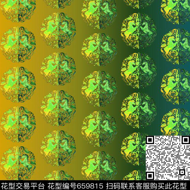 彩色渐变马卷草纹数码印花华亿平台下载（图片编号: 659815） - 瓦栏（Walan）