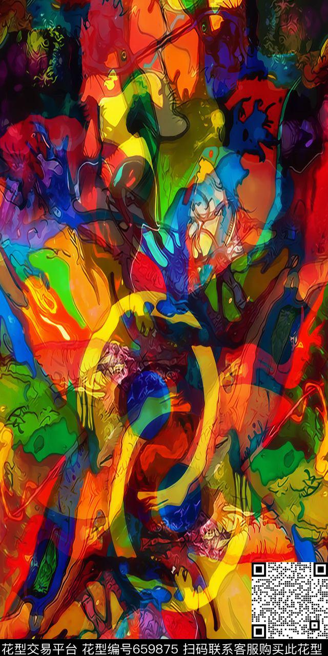 洋阳---抽象数码印花华亿平台下载（图片编号: 659875） - 瓦栏（Walan）