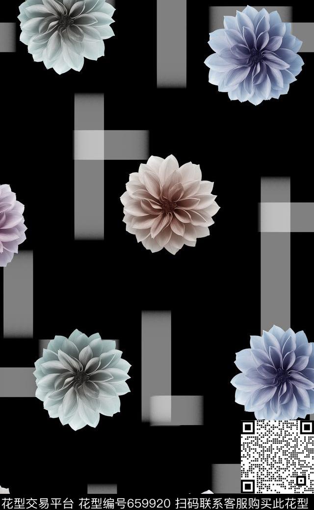 秋冬款手绘花卉复古花卉数码印花华亿平台下载（图片编号: 659920） - 瓦栏（Walan）