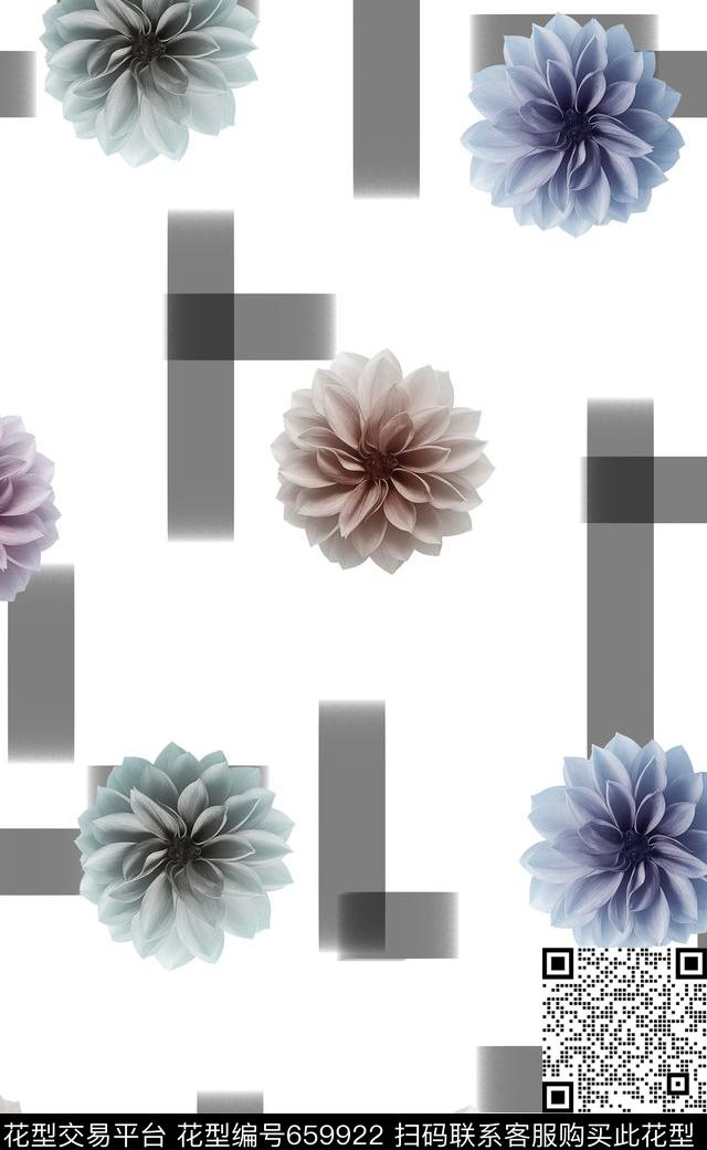 秋冬款手绘花卉复古花卉数码印花华亿平台下载（图片编号: 659922） - 瓦栏（Walan）