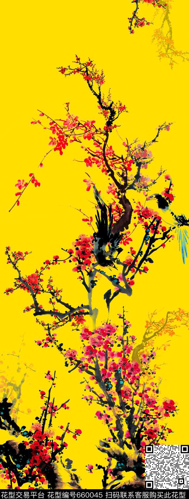 中国风民族风旗袍数码印花华亿平台下载（图片编号: 660045） - 瓦栏（Walan）