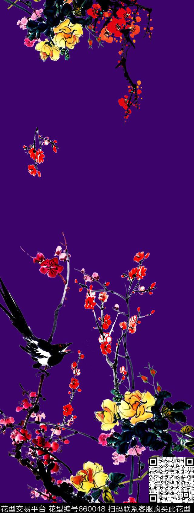 花中国风民族风数码印花华亿平台下载（图片编号: 660048） - 瓦栏（Walan）