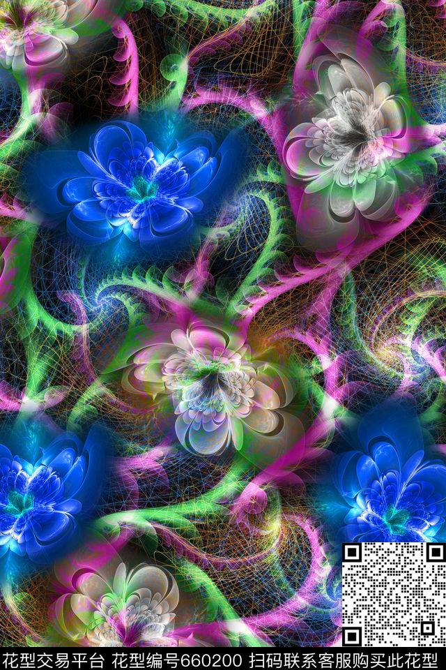 女装抽象几何数码印花华亿平台下载（图片编号: 660200） - 瓦栏（Walan）